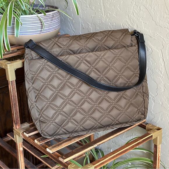 Tahari Brown quilted soft fabric‎ shoulder bag - Picture 5 of 5
